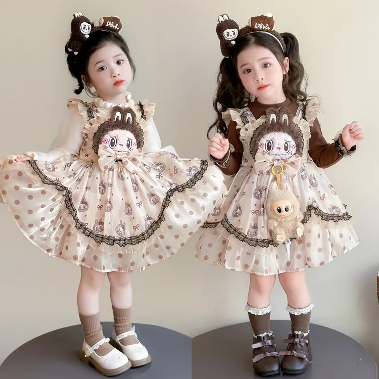 女童拉布布公主裙3-6岁儿童连衣裙子2025新款蓬蓬洋气童装吊带裙