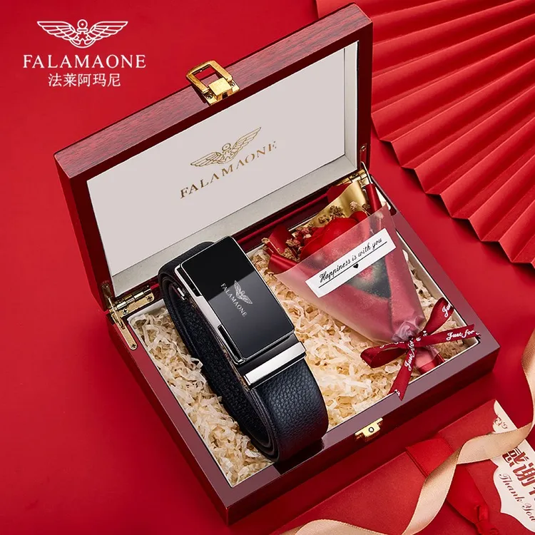 法莱阿玛尼皮带男款真皮高档自动扣时尚百搭牛皮奢侈品牌生日礼物