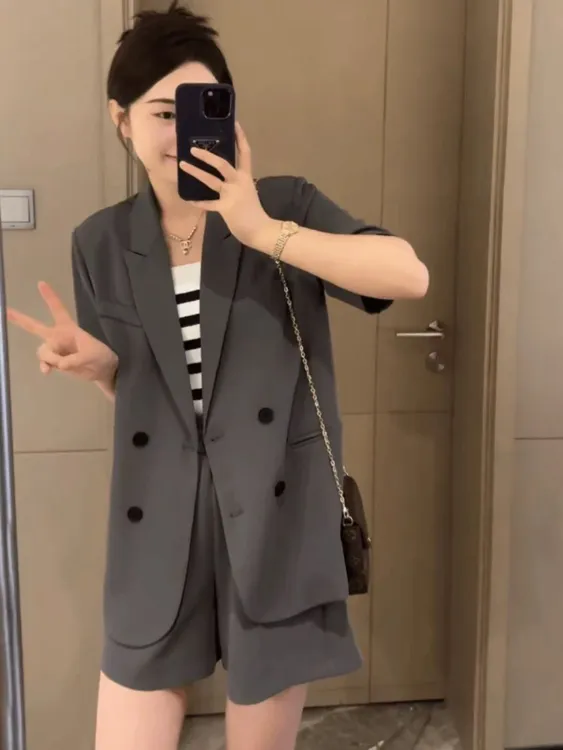 薄款西装休闲套装夏季小个子2025洋气宽松西服显瘦小西服夏季薄款