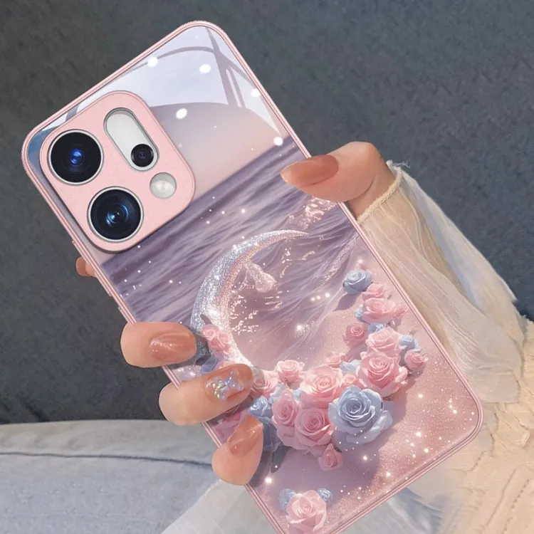 波浪玫瑰月影适用opporeno14pro手机壳reno14新款13防摔12保护套