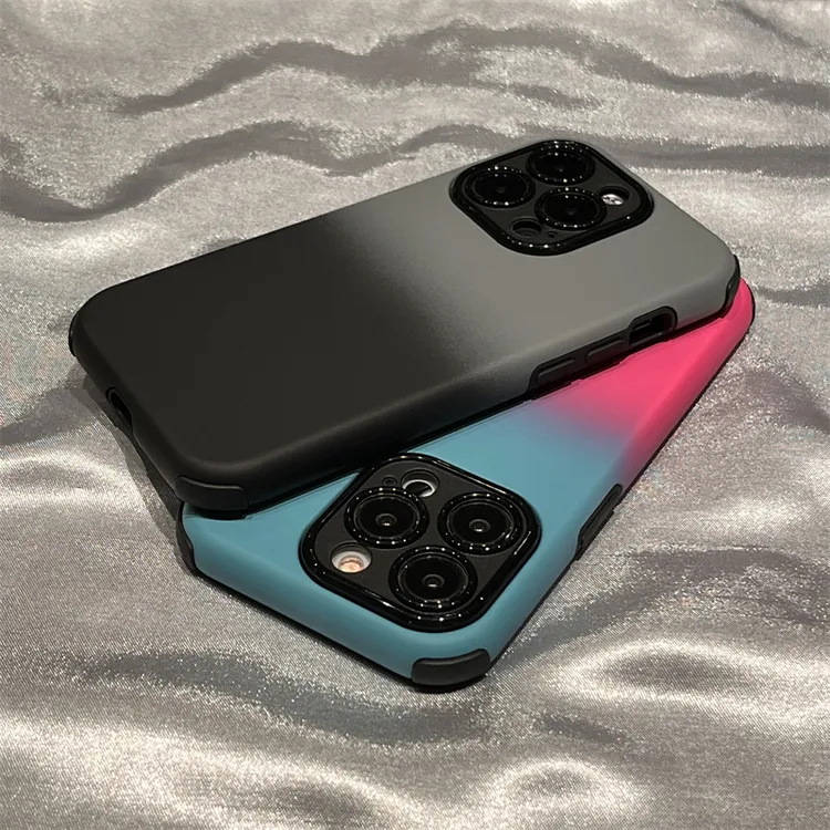 灰黑色渐层四角防摔适用苹果15/16pro手机保护壳13肤感磨砂iphone