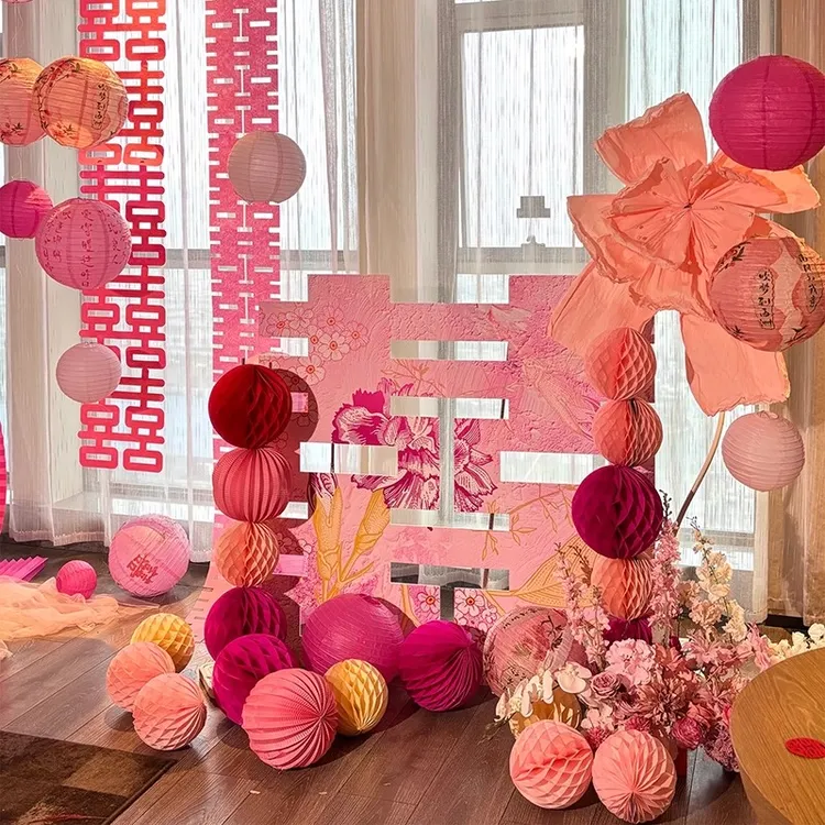 婚房布置结婚拉花装饰套装氛围感拍照背景墙女方新房客厅喜字KT板