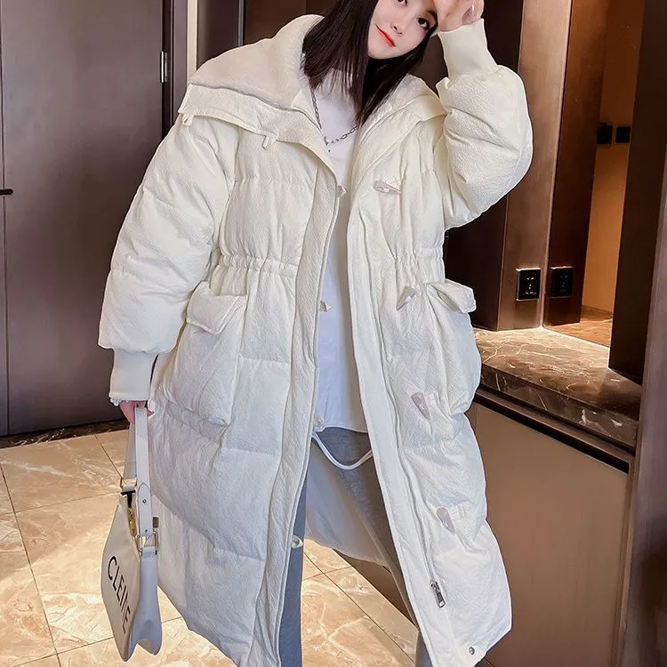 棉衣女冬季中长款韩版设计感宽松棉服休闲加厚外套复古大翻领棉袄