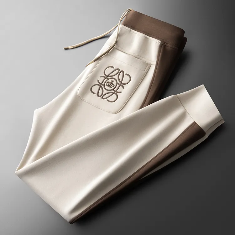 轻奢品质秋冬保暖小脚卫裤男修身高级感时尚侧边异色织带欧货男裤