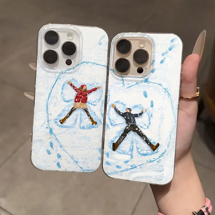 奥菲顿雪地爱心情侣适用iPhone17大孔16手机壳华为vivo小米15oppo