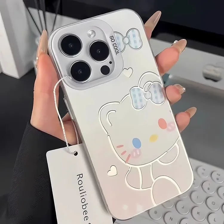 适用可爱Kitty于苹果16promax彩银imd手机壳华为oppovivo小米新款