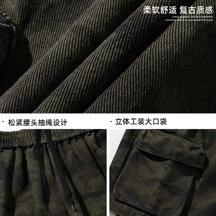 五分裤裤子短裤工装潮牌立体夏季款复古男大口袋运动休闲户外迷彩