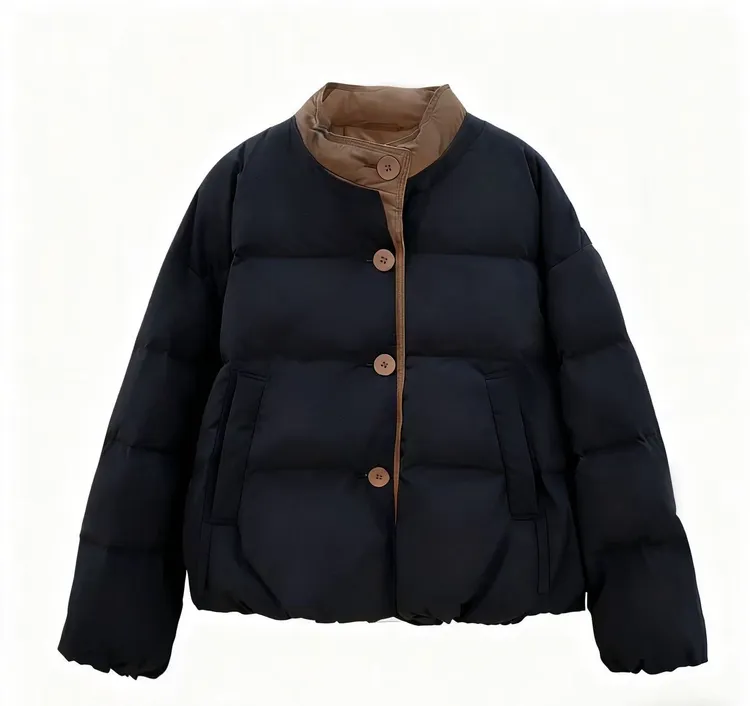 短款宽松休闲立领撞色鸭绒设计感羽绒服ZYD105PP