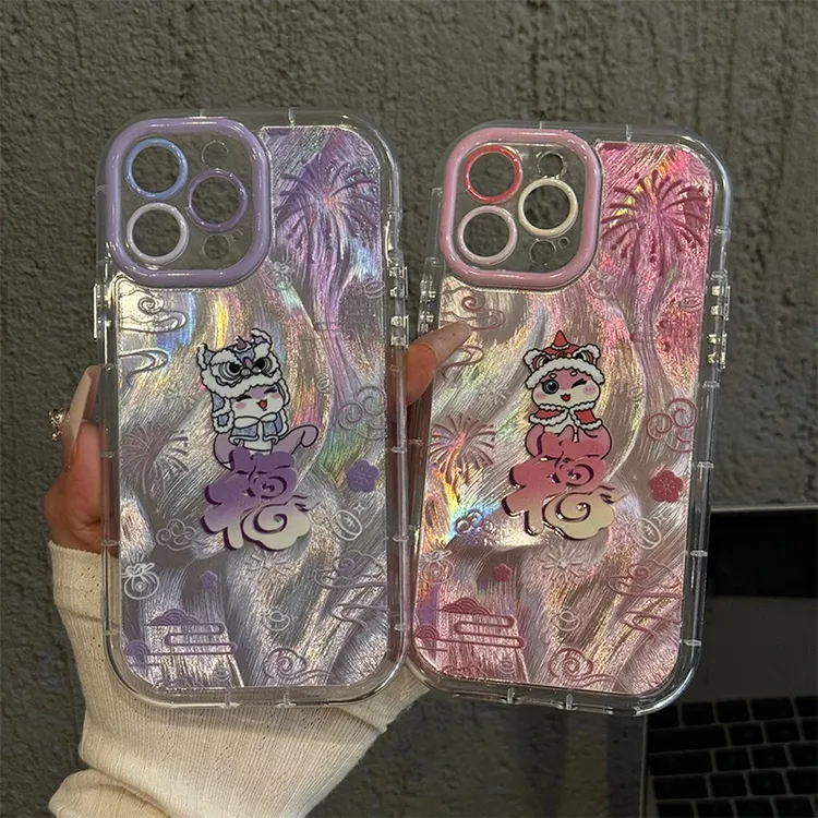 紫福小蛇羽纱泡芙壳适用苹果16pro手机壳荣耀华为oppo小米15vivo