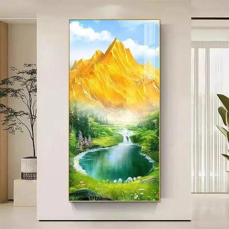 腾景空间【背靠金山】宝居福地金山富水走廊过道入户玄关画晶瓷镶钻