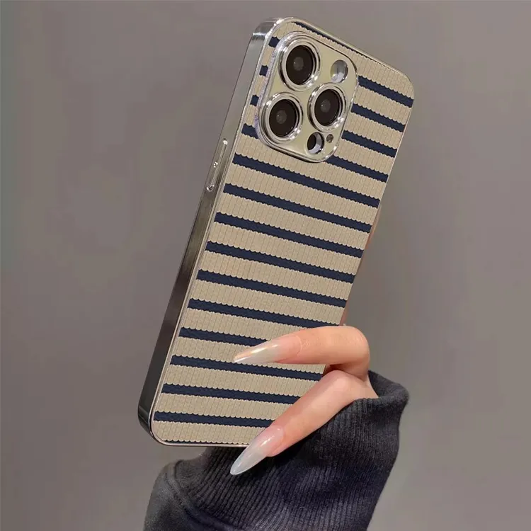 适用苹果16promax手机壳简约波浪条纹iphone15新款14全包防摔13女