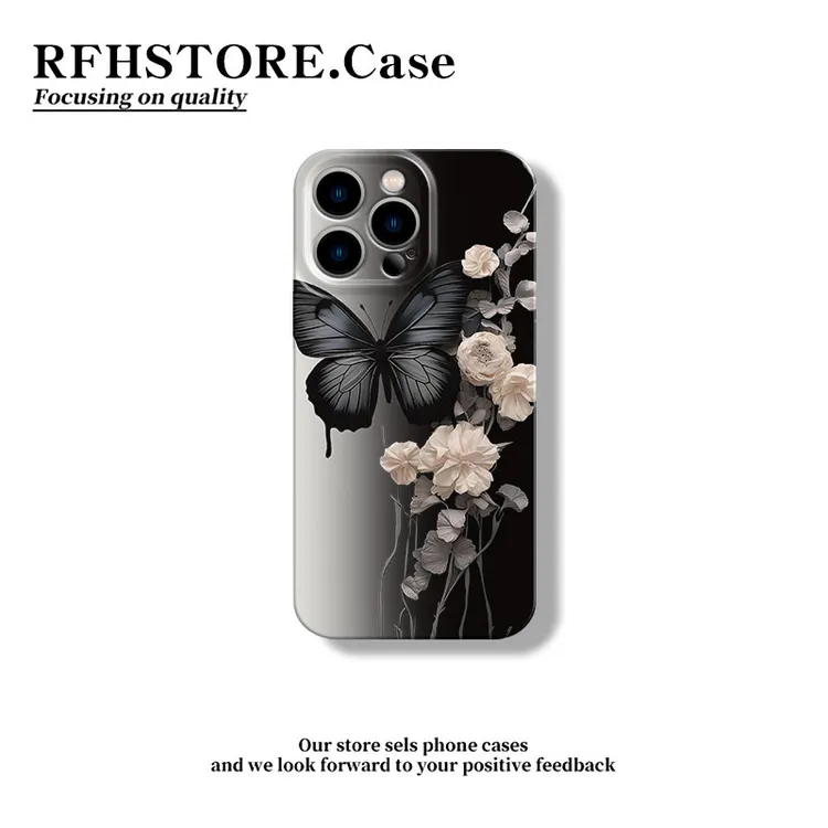 ZMGX复古花朵蝴蝶适用iphone16/15pro菲林手机壳华为vivo小米oppo