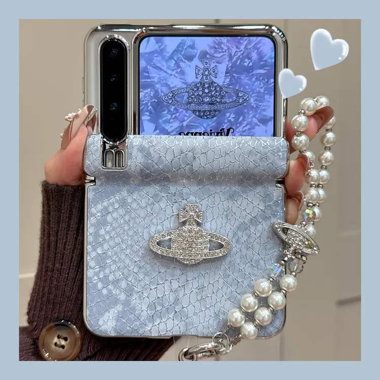 适用华为purax折叠屏手机壳pocket2纯色蛇皮纹novaflip中轴保护女