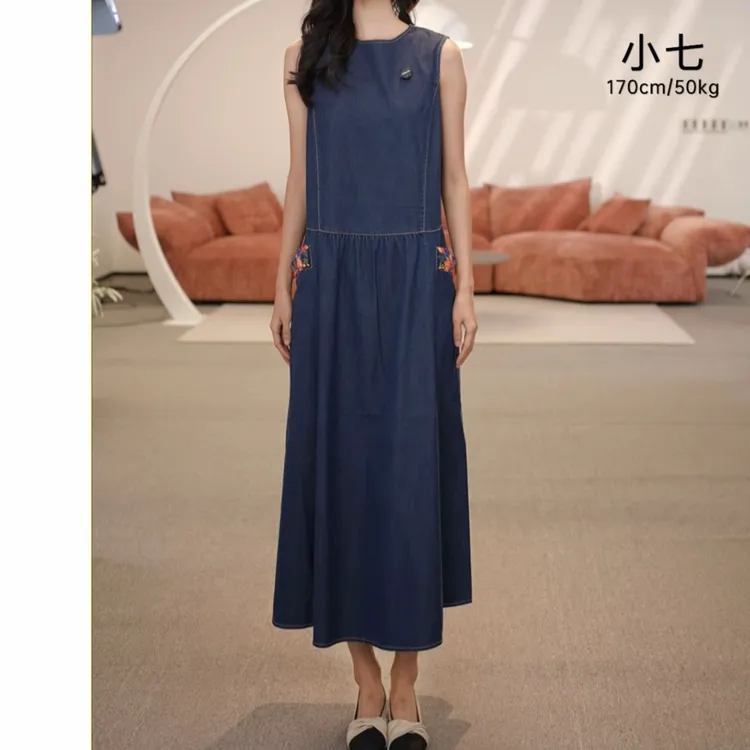 limil/丽米儿新款时尚千金贵气优雅设计牛仔连衣裙950033