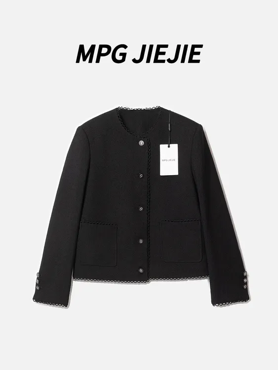 MPG JIEJIE【恋曲】大码小香风气质长袖针织时尚百搭纯色圆领外套