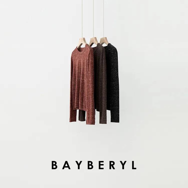 BAYBERYL老贝麻结衫*独特花纱慵懒时尚秋圆领针织衫ZZS5H2601-9/7