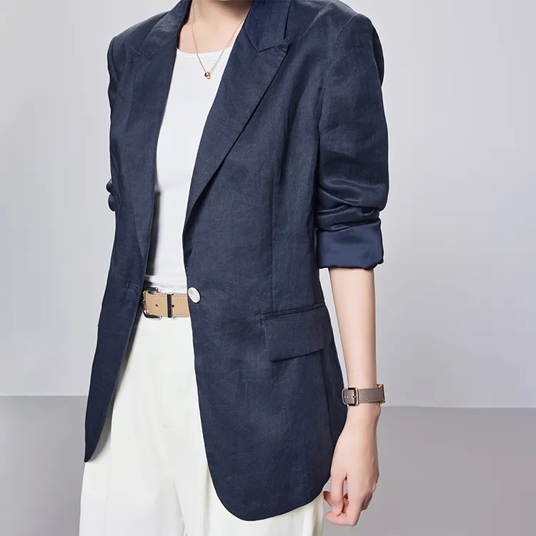 美洋MEIYANG【现货】老钱西装 苎麻|垫肩一粒扣通勤休闲外套-周一