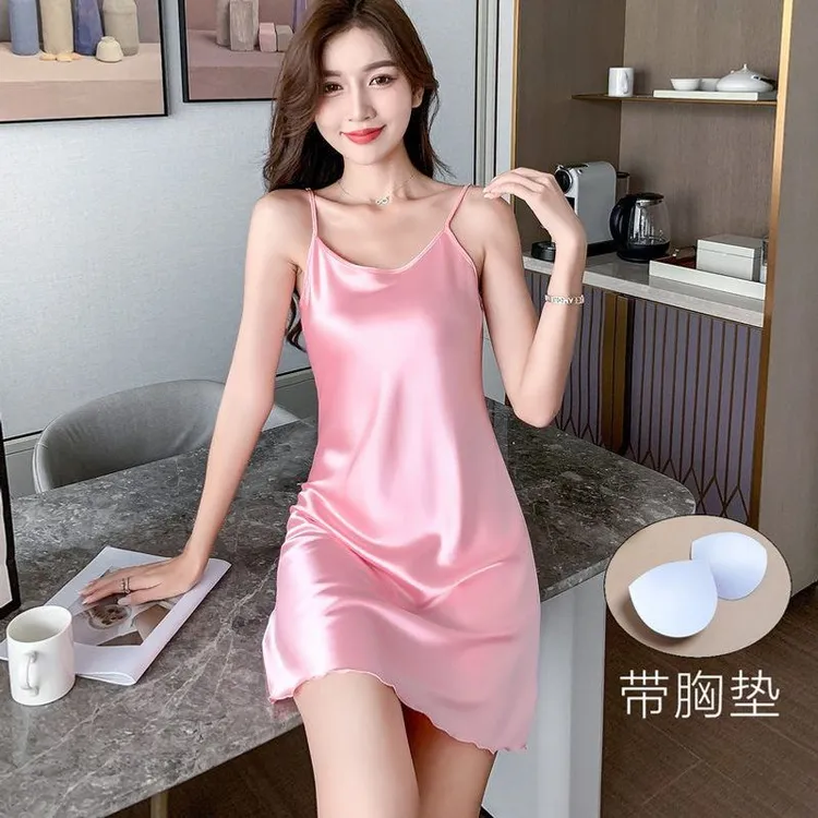睡衣带吊带夏天冰丝家居服夏季新款胸垫年睡裙2024女士高级感凉
