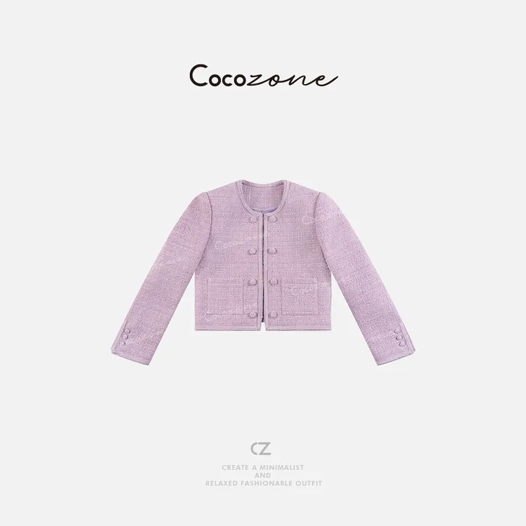 COCO ZONE 刘一一 “玫瑰乐园”新款法式小香风圆领外套ACD1A0097