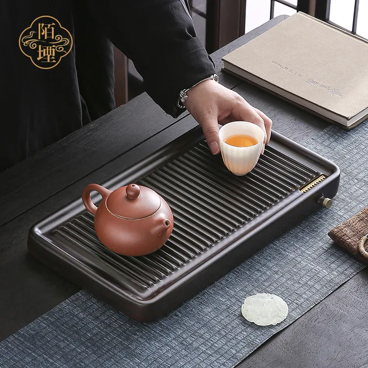 陌堙|轻奢小型茶盘 排水式实木茶托盘 中式泡台 泡茶盘简约干泡盘