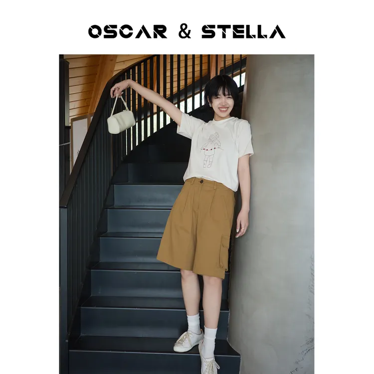 O&S【小王子】纯棉复古文艺设计感休闲圆领短袖T恤上衣女91-269102