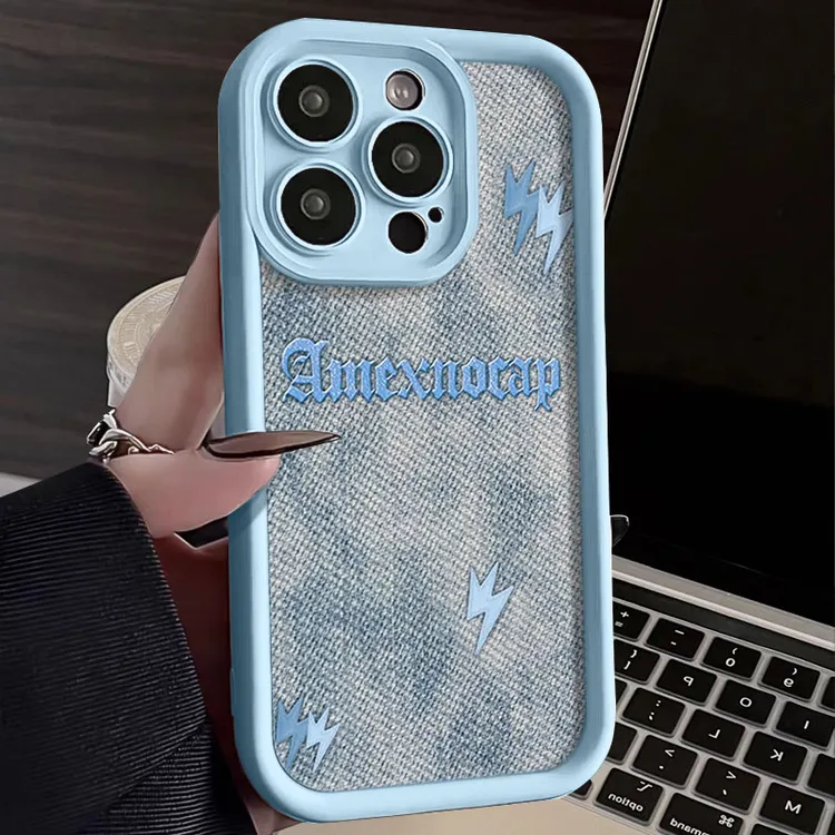 牛仔晕染适用iphone16苹果手机壳15promax金刚砂14软13全包1211