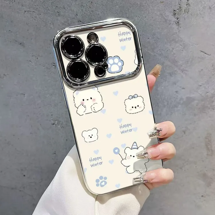 电镀爱心熊适用苹果17ProMax手机壳iPhone 15防摔14Pro新款16Plus