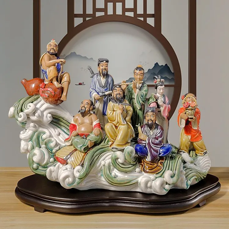 八仙过海神像摆件雕刻玄关招财人物家居装饰工艺品博古架