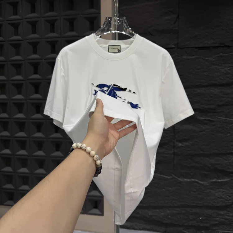 SP-A1624-夏季马家新款时尚欧美简约黑色白色男士短袖宽松t恤情侣