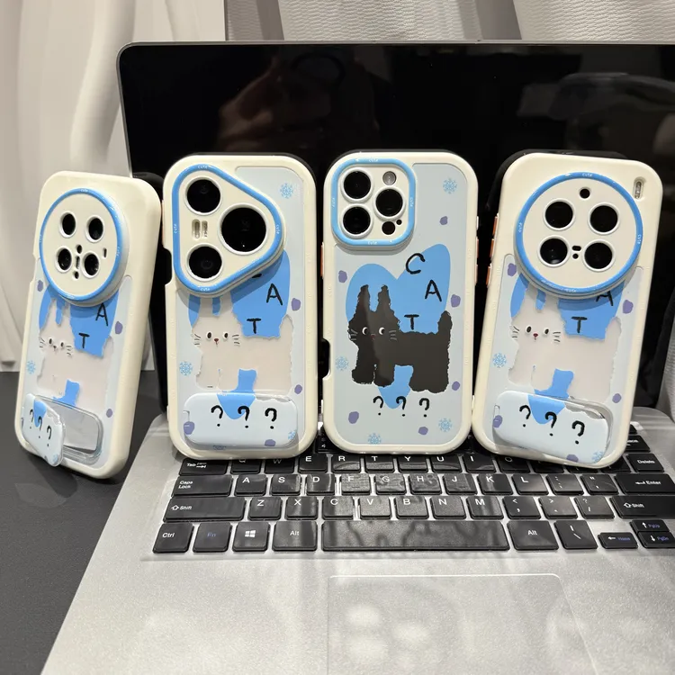 问号小猫支架适用苹果/华为/荣耀/OPPO/VIVO/小米手机壳防摔
