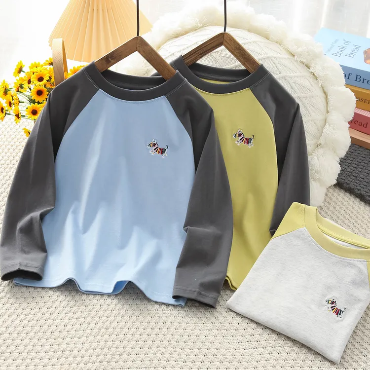 男童纯棉长袖T恤2025秋季新款中大童男孩圆领打底衫儿童上衣1936