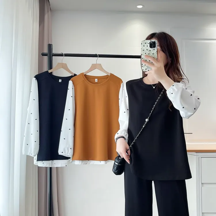 时尚微胖mm简约时尚大板型加宽加大遮肚子大码女装T恤衬衫上衣新