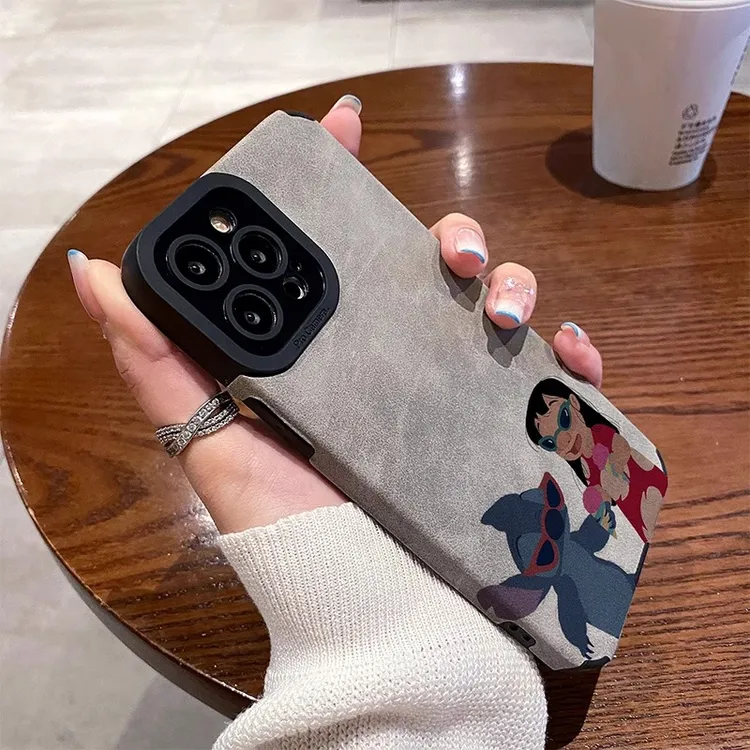 适用苹果iPhone16新款15防摔13手机壳12翻毛皮14硅胶史迪仔小女孩