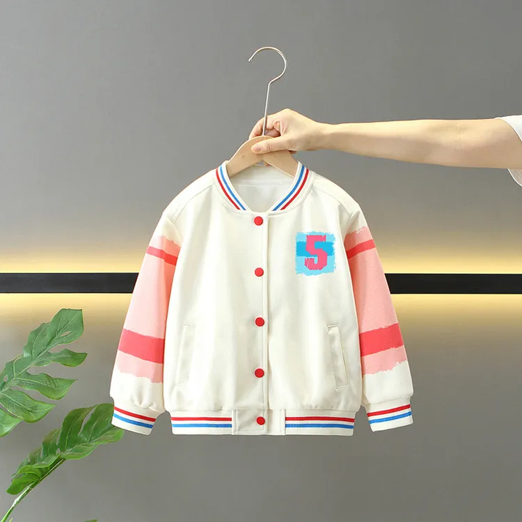 外套女童春秋可爱数字涂鸦春秋季中大童女宝宝薄款甜美棒球服儿童