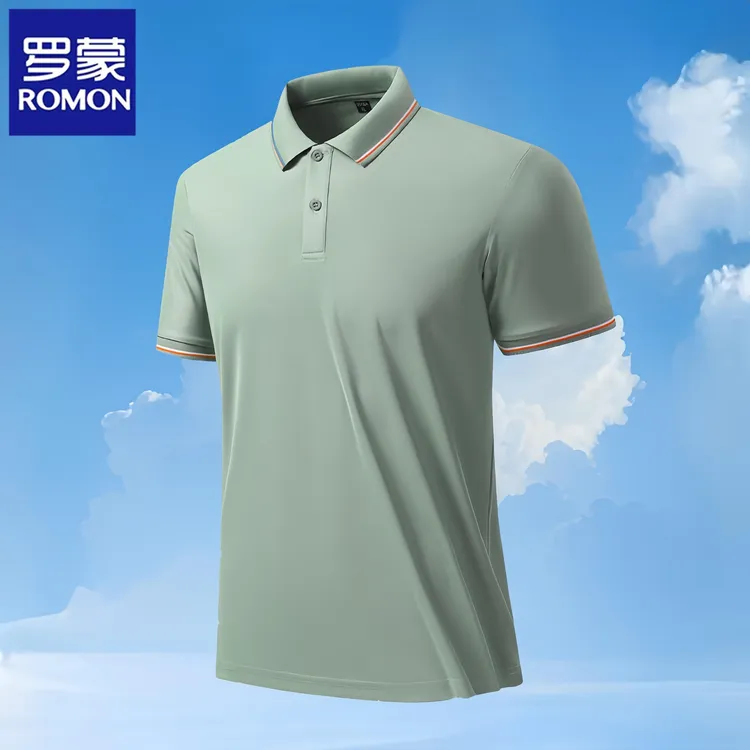 Romon/罗蒙夏季男士T恤polo衫休闲新款百搭商务短袖翻领宽松上衣t