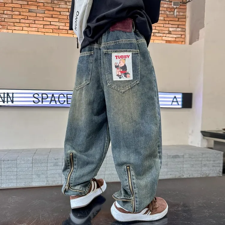 儿童装男童牛仔裤子春秋款2025新款男孩长裤休闲中大童春装春季潮