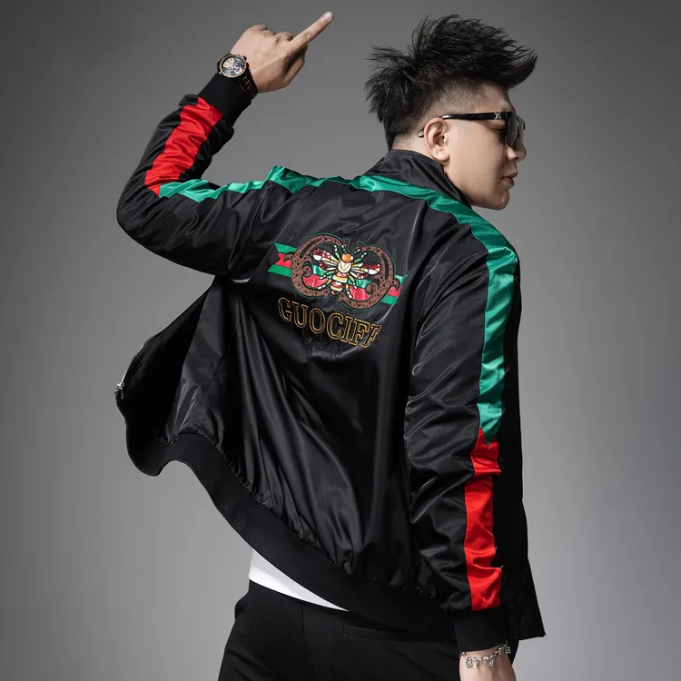 潮流高端男士外套2025新款潮牌品牌男装秋冬时尚刺绣休闲夹克男装