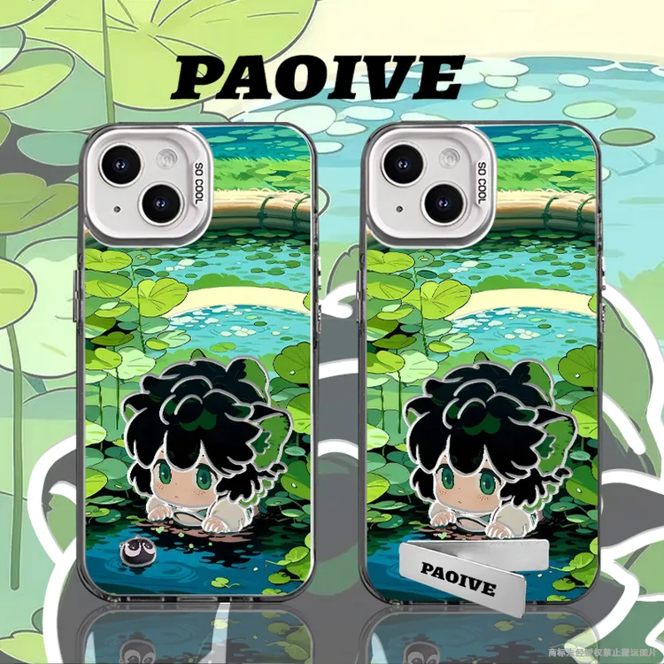 罗小黑适用苹果华为vivoiPhone小米三星防摔彩银手机壳