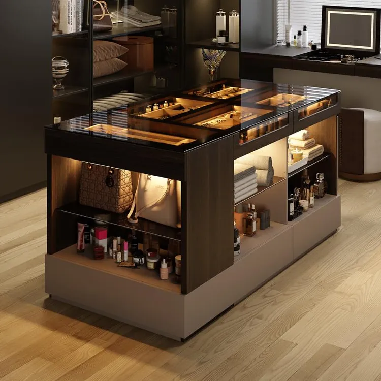 衣帽间中岛柜轻奢高级感珠宝展示柜收纳斗柜中岛台家用高端首饰柜