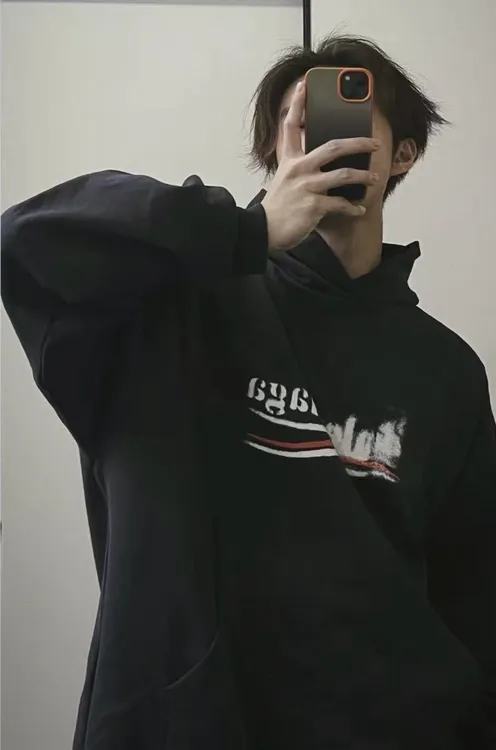 经典涂鸦印花连帽卫衣百搭宽松慵懒休闲男女同款
