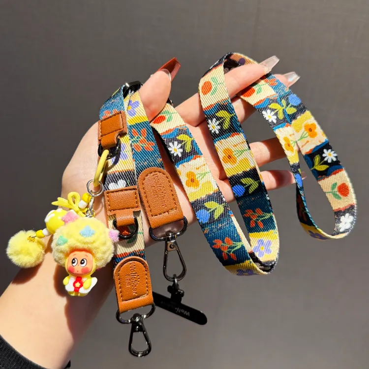 创意星星人手机挂绳斜挎可调节多扣宽版印花高端相机肩背带挂脖链