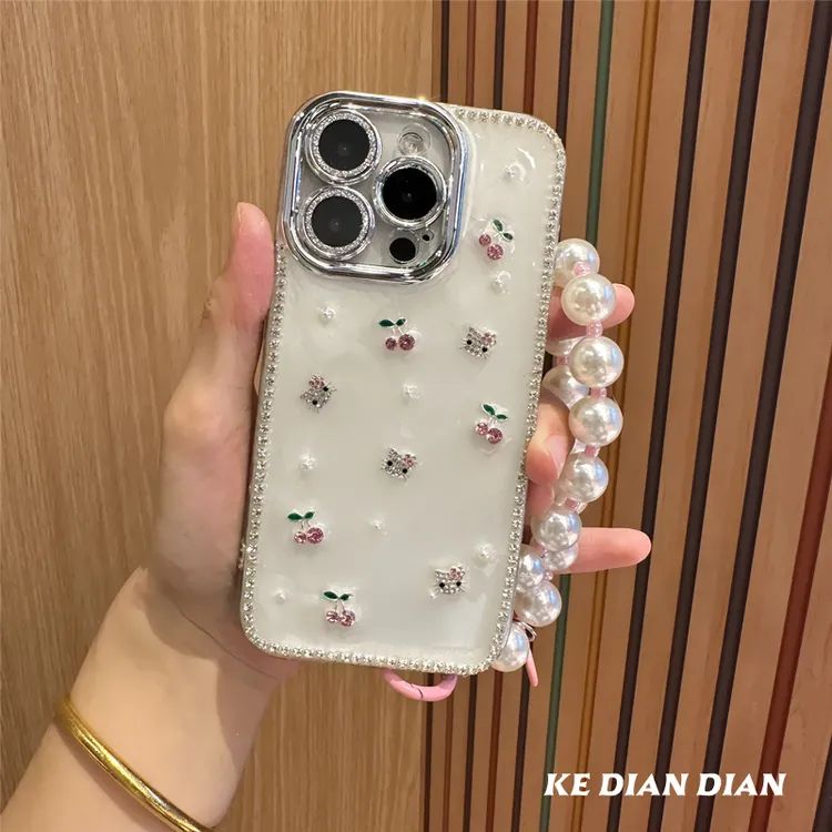 可爱ins樱桃KT猫手机壳适用苹果16pro镜头膜小米vivo华为oppo全包