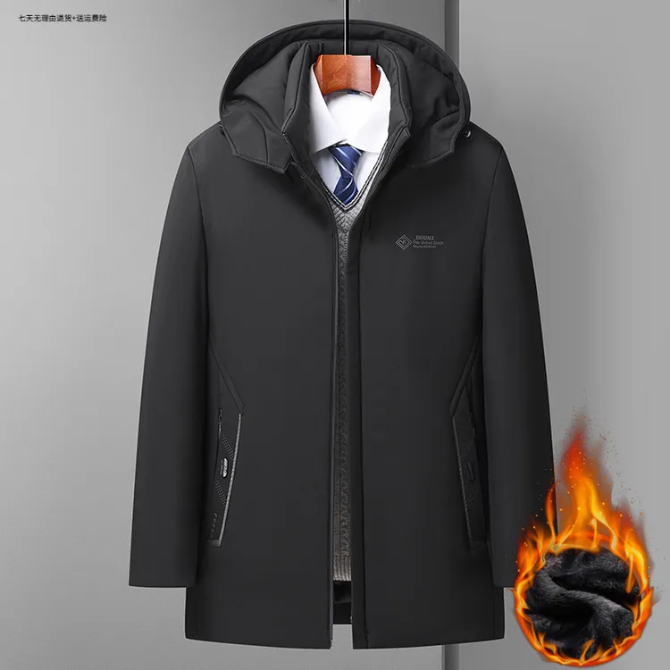 冬季男士加厚棉衣中老年服外套中年男装棉袄中长款爸爸装休闲秋冬