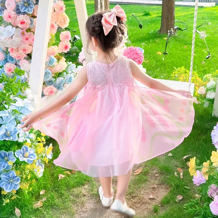女童连衣裙夏装2025新款洋气儿童翅膀背心纱裙小女孩夏季薄款裙子