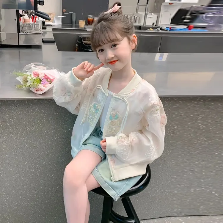 女童外套夏装新中式防晒衣2025新款儿童防晒服民族中国风薄款上衣