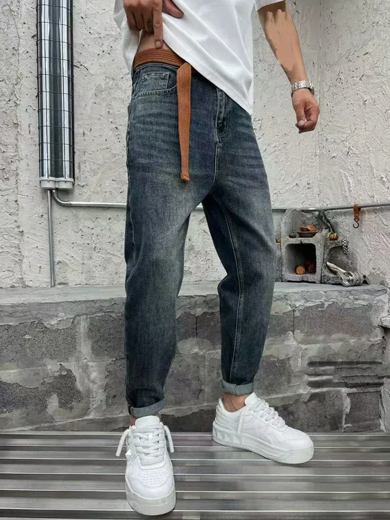 【小璐优选】秋季新款男士微锥常规款弹力休闲牛仔裤小直筒显瘦百搭