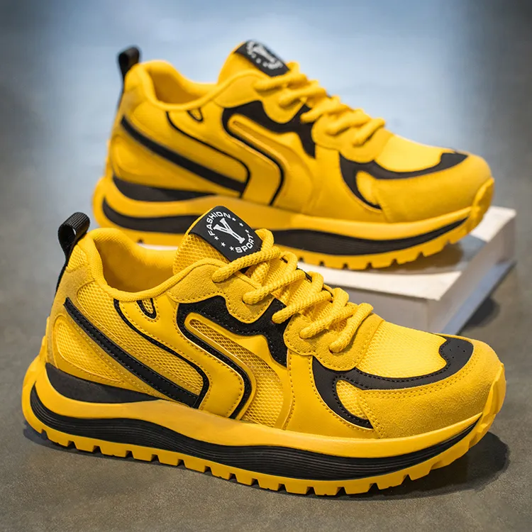 潮鞋运动风秋季夏季男士透气网面鞋潮流增高车缝线休闲鞋男鞋百搭