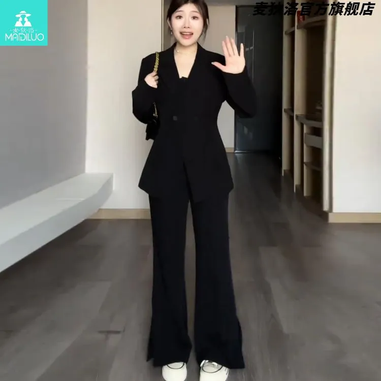 大码西装套装女2025新款春秋款胖mm显瘦西服外套上衣西裤两件套