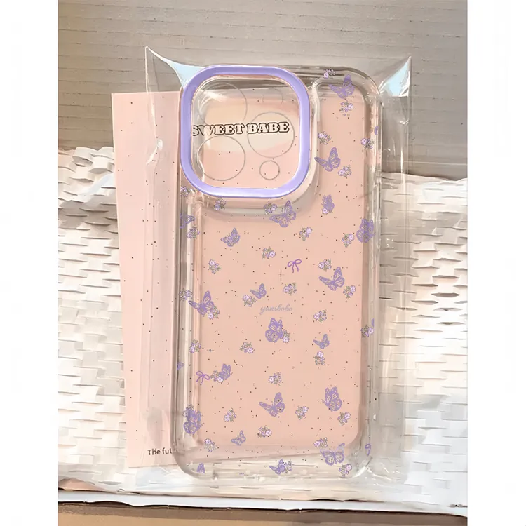 BANCAins温柔紫碎花蝴蝶适用iPhone16/15手机壳华为vivo小米oppo
