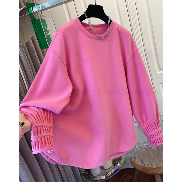 独特超好看慵懒风褶皱卫衣打底衫T恤宽松休闲内搭上衣女2025春季